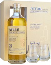 Arran 10 Year Old Single Malt Whisky 70cl with Two Glasses Gift Pack