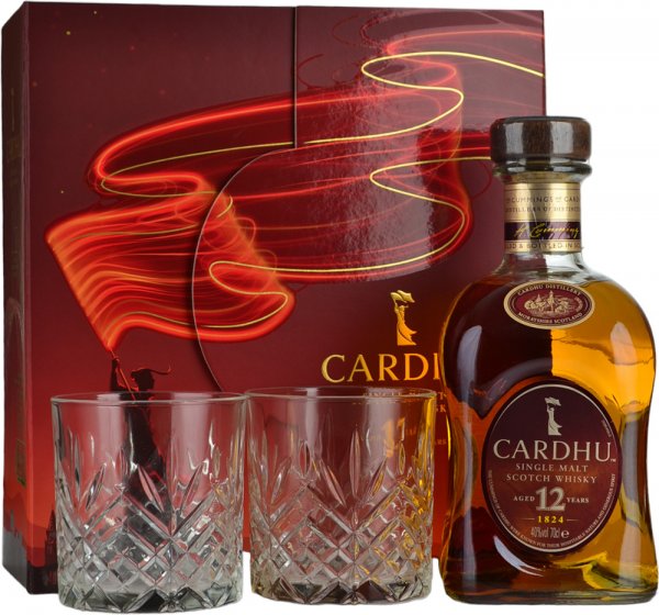 Cardhu 12 Year Old Single Malt Whisky 70cl with 2 Glasses Gift Pack