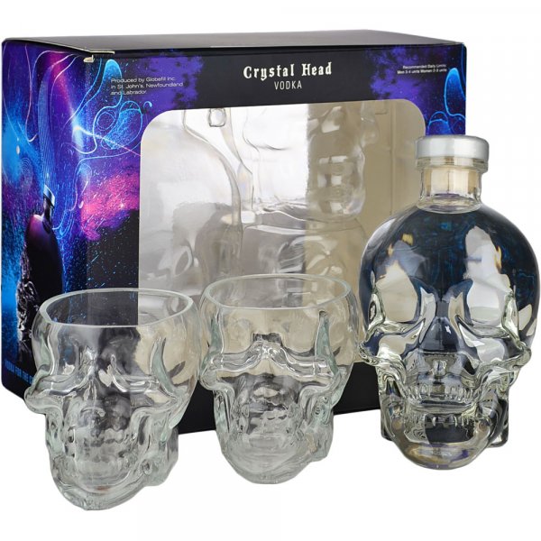 Crystal Head Vodka 70cl with 2 Skull Cocktail Glasses Gift Set