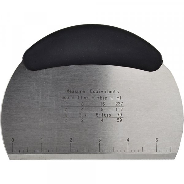 Dough Scraper, Pastry, Pizza Cutter Chopper with Handle and Measuring Scale - Stainless Steel