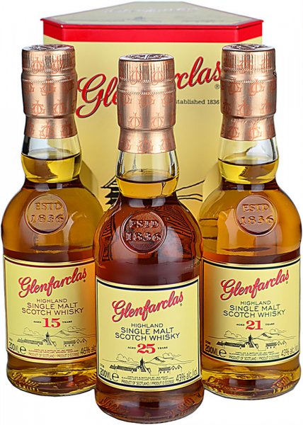 Glenfarclas Tripack Single Malt Whisky (15yo, 21yo, 25yo) 3x20cl Gift Set