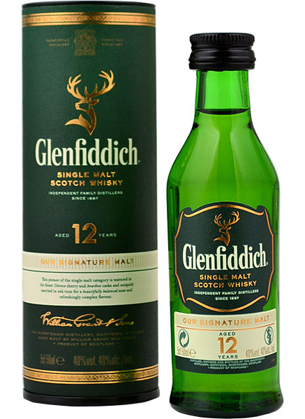 Glenfiddich 12 Year Old Single Malt Whisky Miniature 5cl in Tube