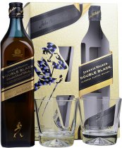Johnnie Walker Double Black Whisky 70cl & Two Glass Tumblers Gift Pack