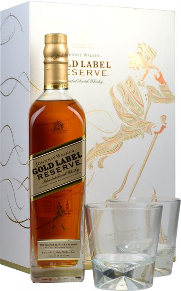 volgorde januari droogte Johnnie Walker Gold Label Reserve 70cl + 2 Glasses Gift Pack