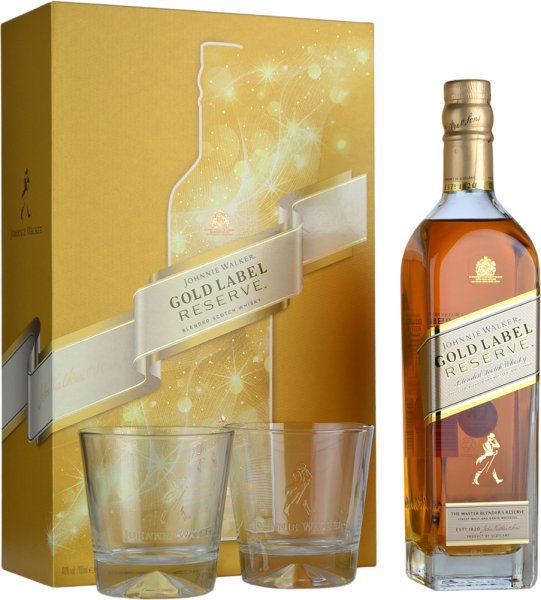 Johnnie Walker Gold Label Reserve 70cl with 2 Glasses Gift Pack