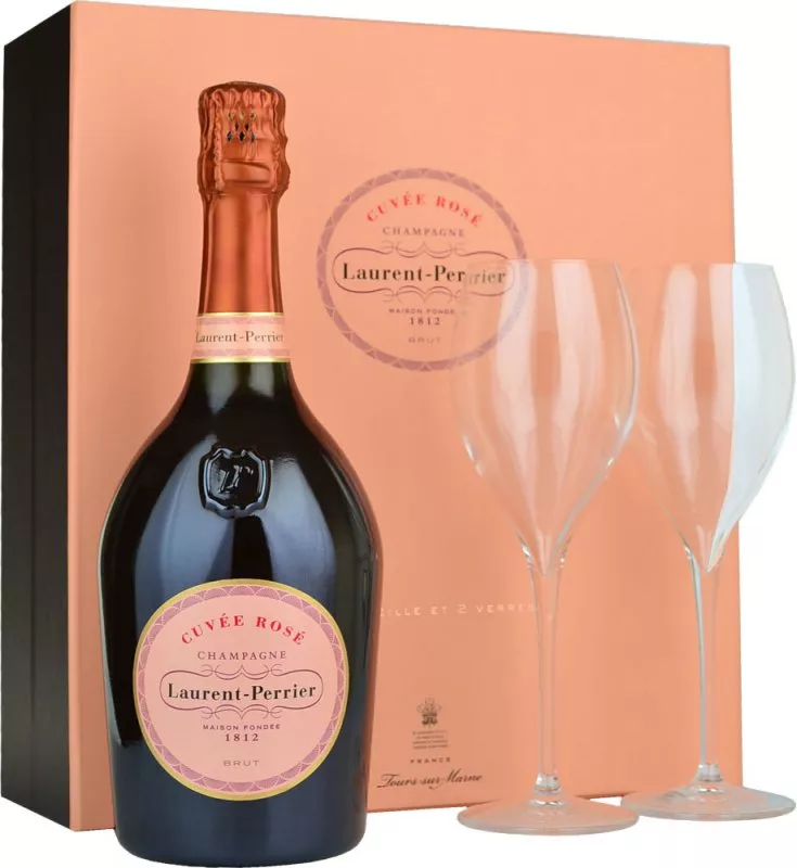 Two Rose Champagne Flutes in a Beautiful Gift Box 
